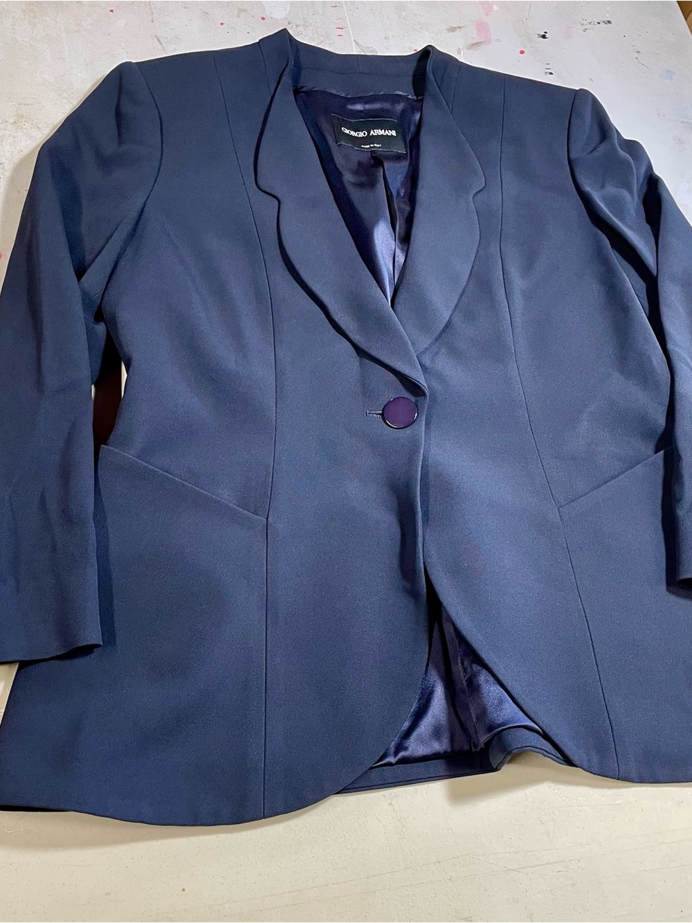 Giorgio Armani Women's Dark Navy Single-Button Tailored Blazer